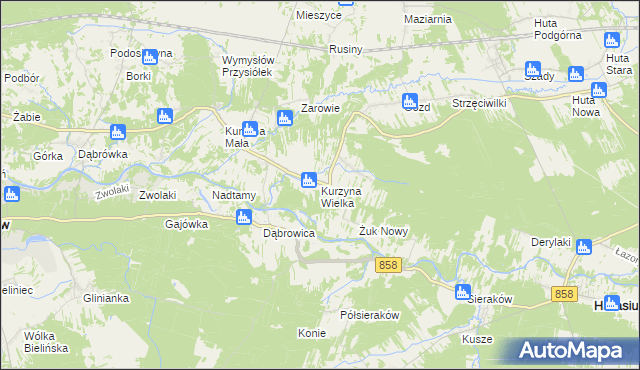 mapa Kurzyna Wielka, Kurzyna Wielka na mapie Targeo