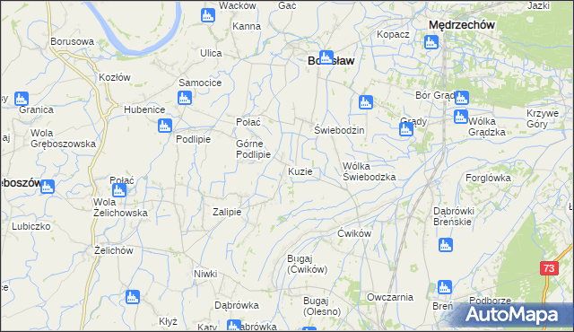 mapa Kuzie gmina Bolesław, Kuzie gmina Bolesław na mapie Targeo