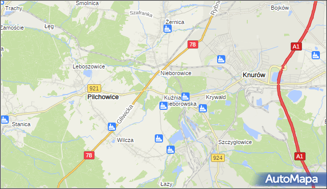 mapa Kuźnia Nieborowska, Kuźnia Nieborowska na mapie Targeo