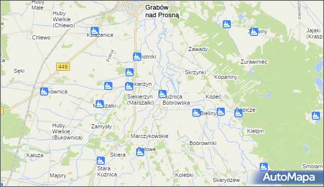 mapa Kuźnica Bobrowska, Kuźnica Bobrowska na mapie Targeo