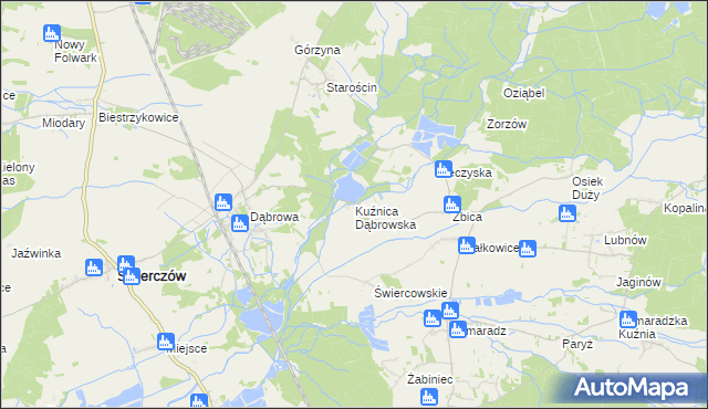 mapa Kuźnica Dąbrowska, Kuźnica Dąbrowska na mapie Targeo