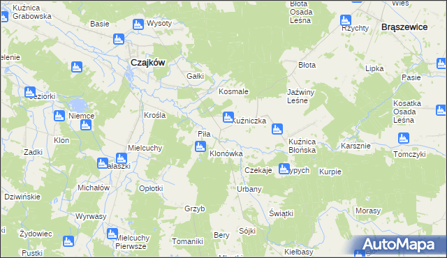 mapa Kuźnica Zagrzebska-Kolonia, Kuźnica Zagrzebska-Kolonia na mapie Targeo