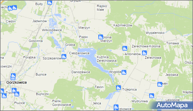 mapa Kuźnica Żerechowska, Kuźnica Żerechowska na mapie Targeo