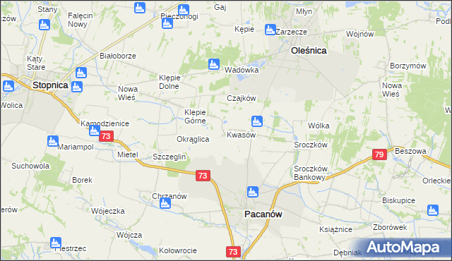 mapa Kwasów, Kwasów na mapie Targeo