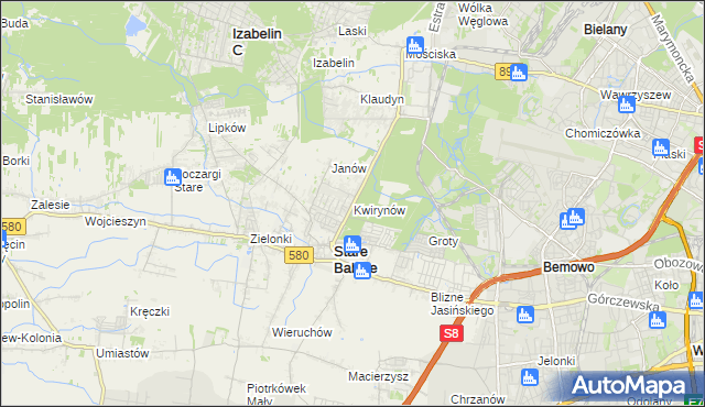 mapa Kwirynów gmina Stare Babice, Kwirynów gmina Stare Babice na mapie Targeo