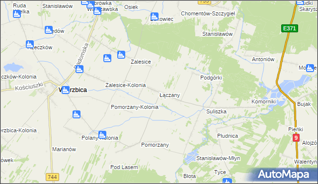 mapa Łączany gmina Wierzbica, Łączany gmina Wierzbica na mapie Targeo