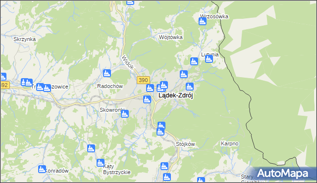 mapa Lądek-Zdrój, Lądek-Zdrój na mapie Targeo