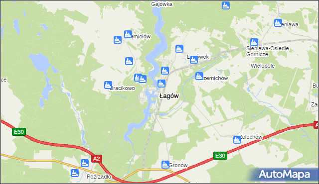 mapa Łagów powiat świebodziński, Łagów powiat świebodziński na mapie Targeo