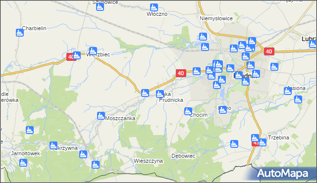 mapa Łąka Prudnicka, Łąka Prudnicka na mapie Targeo