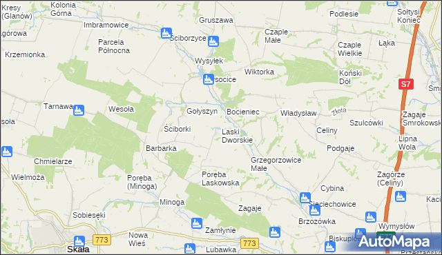 mapa Laski Dworskie, Laski Dworskie na mapie Targeo