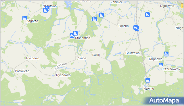 mapa Laski gmina Białogard, Laski gmina Białogard na mapie Targeo