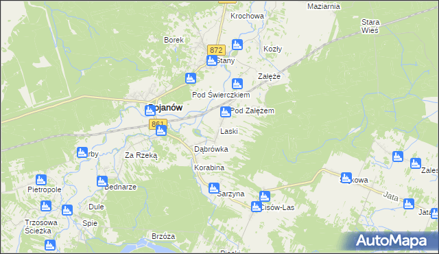 mapa Laski gmina Bojanów, Laski gmina Bojanów na mapie Targeo