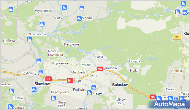 mapa Laski gmina Bolesław, Laski gmina Bolesław na mapie Targeo