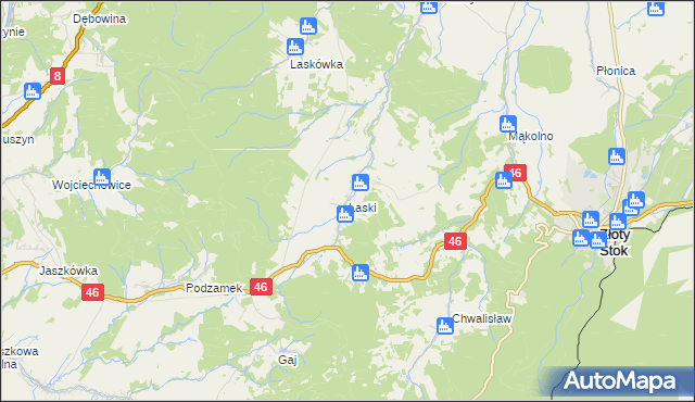 mapa Laski gmina Złoty Stok, Laski gmina Złoty Stok na mapie Targeo