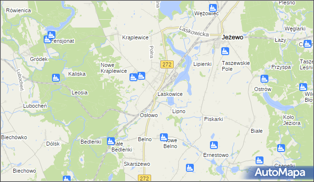 mapa Laskowice gmina Jeżewo, Laskowice gmina Jeżewo na mapie Targeo