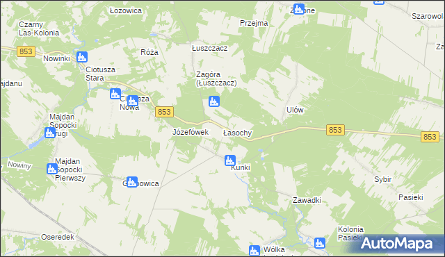 mapa Łasochy, Łasochy na mapie Targeo