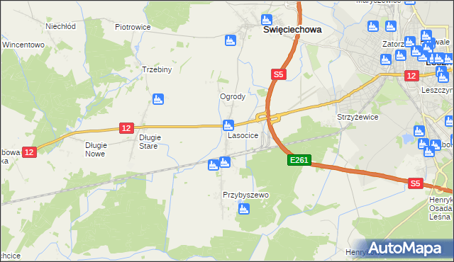mapa Lasocice gmina Święciechowa, Lasocice gmina Święciechowa na mapie Targeo