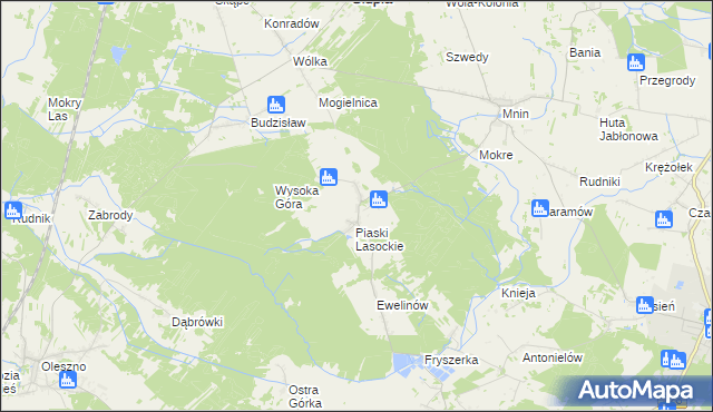 mapa Lasocin gmina Łopuszno, Lasocin gmina Łopuszno na mapie Targeo