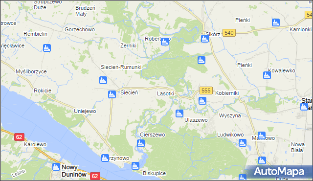 mapa Lasotki gmina Brudzeń Duży, Lasotki gmina Brudzeń Duży na mapie Targeo