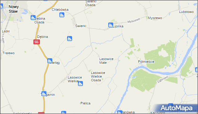 mapa Lasowice Małe gmina Malbork, Lasowice Małe gmina Malbork na mapie Targeo