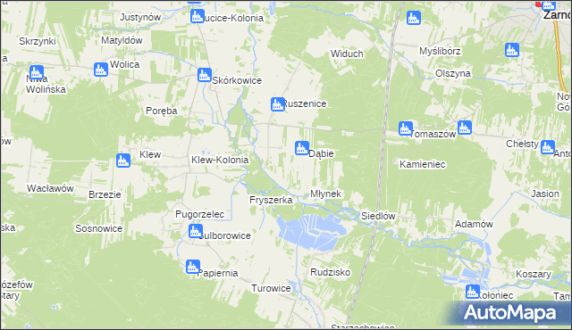 mapa Ławki gmina Żarnów, Ławki gmina Żarnów na mapie Targeo