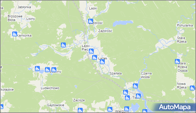 mapa Łążek gmina Osie, Łążek gmina Osie na mapie Targeo