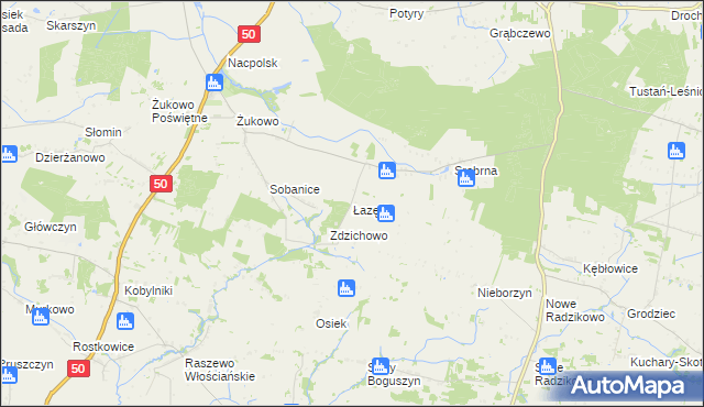 mapa Łazęki, Łazęki na mapie Targeo