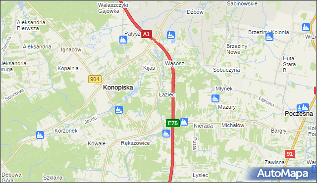 mapa Łaziec, Łaziec na mapie Targeo