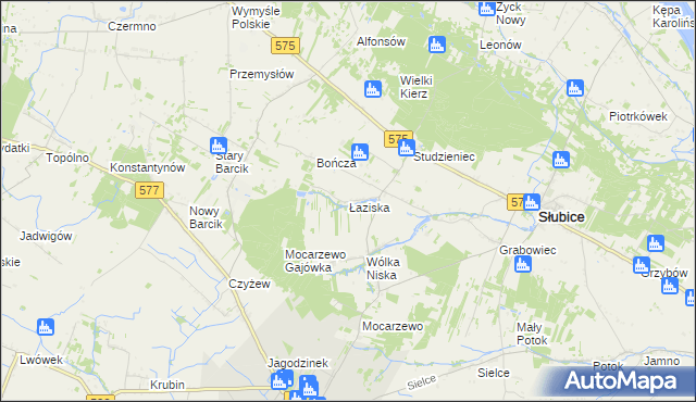 mapa Łaziska gmina Słubice, Łaziska gmina Słubice na mapie Targeo