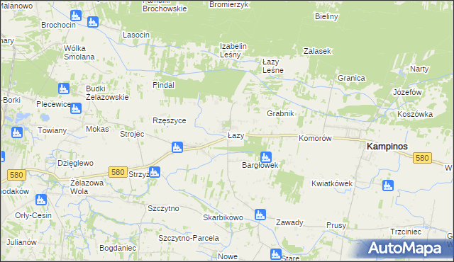 mapa Łazy gmina Kampinos, Łazy gmina Kampinos na mapie Targeo