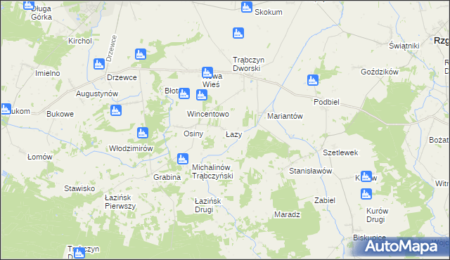 mapa Łazy gmina Zagórów, Łazy gmina Zagórów na mapie Targeo