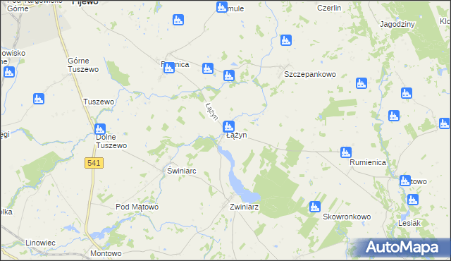mapa Łążyn gmina Lubawa, Łążyn gmina Lubawa na mapie Targeo