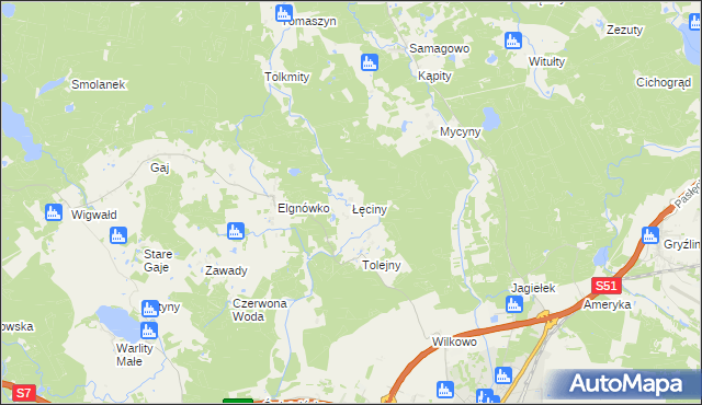 mapa Łęciny, Łęciny na mapie Targeo