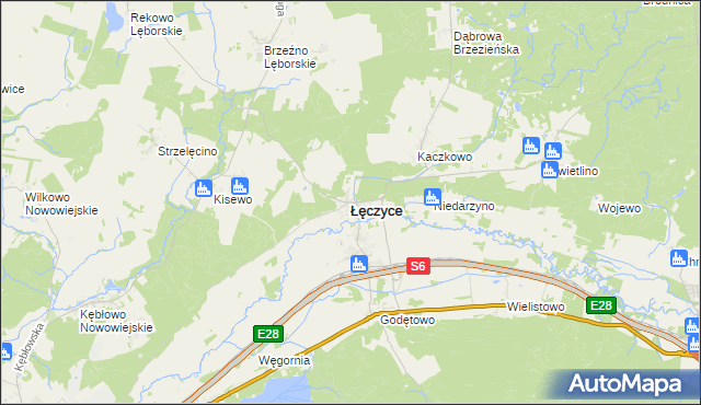 mapa Łęczyce powiat wejherowski, Łęczyce powiat wejherowski na mapie Targeo