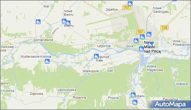 mapa Łęgonice Małe, Łęgonice Małe na mapie Targeo