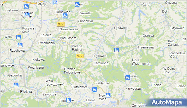 mapa Łękawka, Łękawka na mapie Targeo