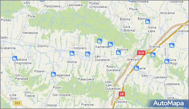 mapa Łęki Dukielskie, Łęki Dukielskie na mapie Targeo