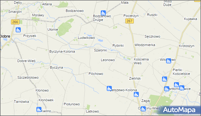 mapa Leonowo gmina Osięciny, Leonowo gmina Osięciny na mapie Targeo