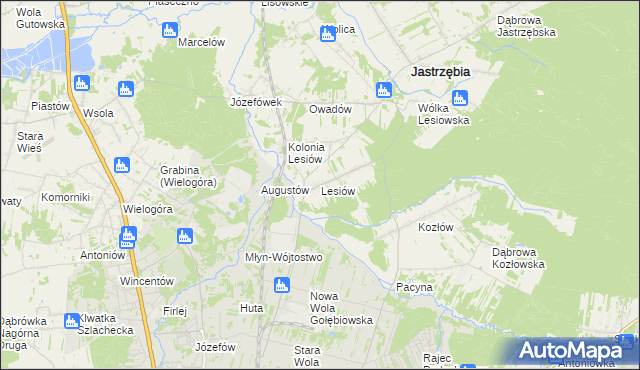 mapa Lesiów, Lesiów na mapie Targeo