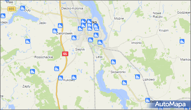 mapa Lesk gmina Olecko, Lesk gmina Olecko na mapie Targeo