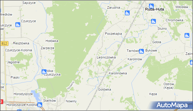 mapa Leśniczówka gmina Ruda-Huta, Leśniczówka gmina Ruda-Huta na mapie Targeo