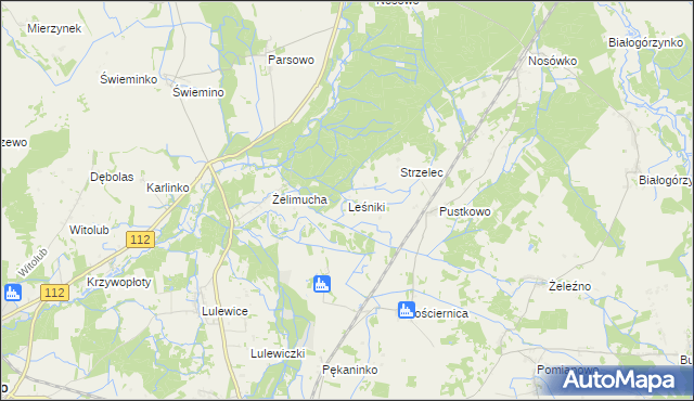 mapa Leśniki gmina Białogard, Leśniki gmina Białogard na mapie Targeo