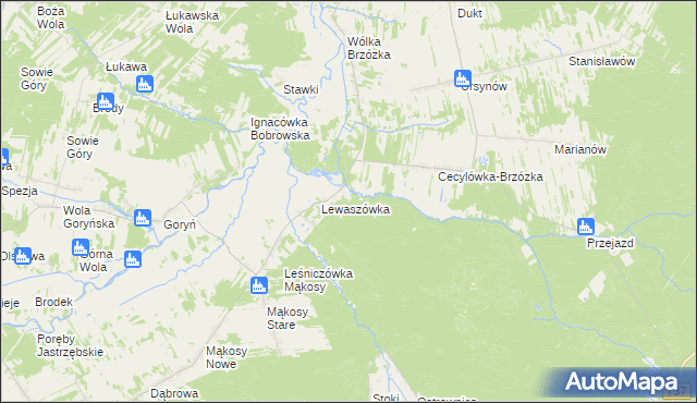 mapa Lewaszówka-Leśniczówka, Lewaszówka-Leśniczówka na mapie Targeo