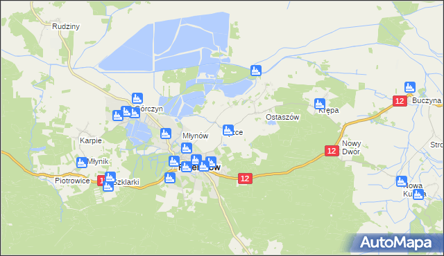 mapa Łężce gmina Przemków, Łężce gmina Przemków na mapie Targeo