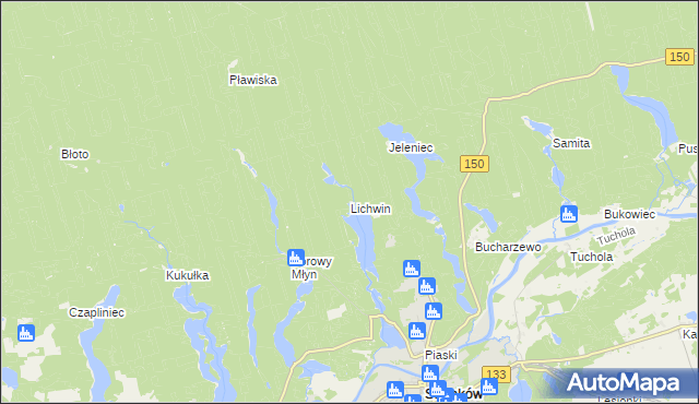 mapa Lichwin gmina Sieraków, Lichwin gmina Sieraków na mapie Targeo