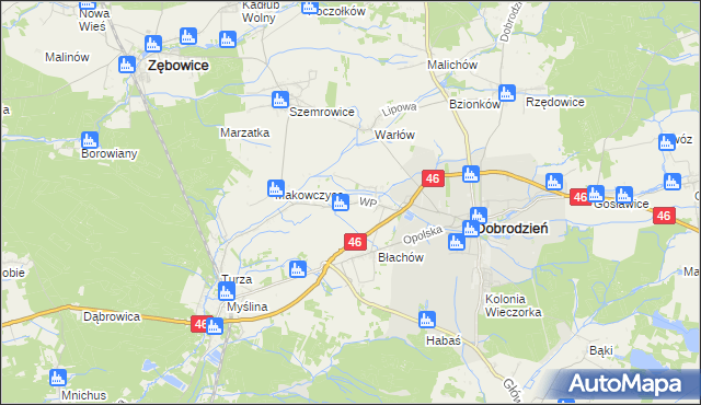 mapa Ligota Dobrodzieńska, Ligota Dobrodzieńska na mapie Targeo