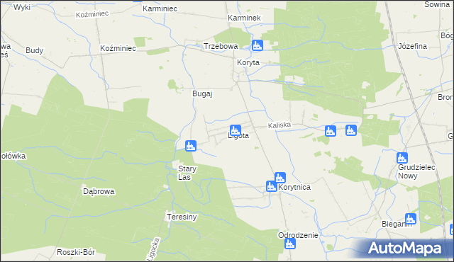mapa Ligota gmina Raszków, Ligota gmina Raszków na mapie Targeo