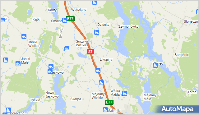 mapa Liksajny, Liksajny na mapie Targeo