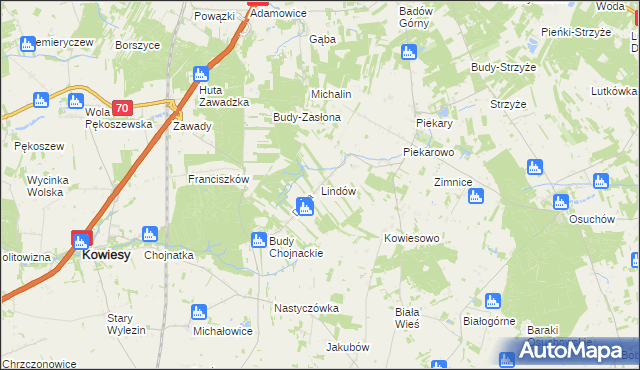 mapa Lindów gmina Mszczonów, Lindów gmina Mszczonów na mapie Targeo