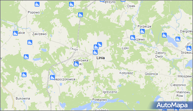 mapa Linia powiat wejherowski, Linia powiat wejherowski na mapie Targeo